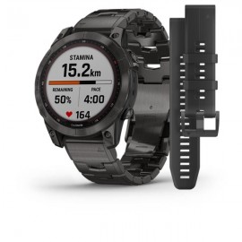 GARMIN fēnix® 7 – Sapphire Solar Edition Zafiro Solar Negro Carbón Titanio DLC 47mm con Correa Titanio DLC 010-02540-39