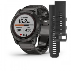 GARMIN fēnix® 7X – Sapphire Solar Edition Zafiro Solar Negro Carbón Titanio DLC con Correa Titanio DLC  51mm