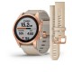 GARMIN fēnix® 7S – Sapphire Solar Edition Zafiro Solar Blanco Titanio Rose Gold Piel Blanca Light 42mm   010-02539-35