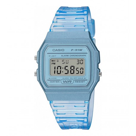 Reloj Casio Collection Transparente azul F-91WS-2EF