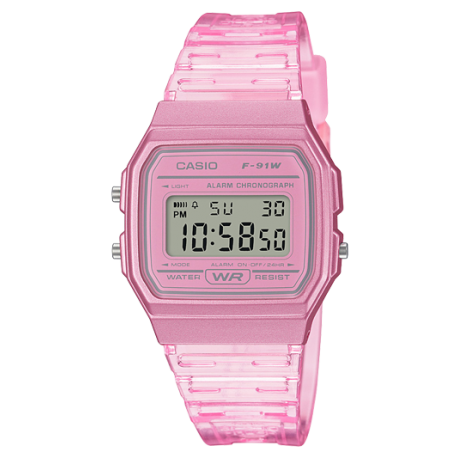 Reloj Casio Collection Transparente rosa F-91WS-4EF