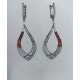 Pendientes Plata Rodio Negro Circonitas transparentes y rojas