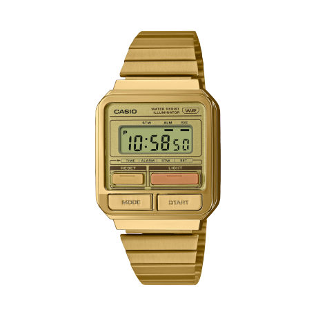 Reloj Casio Vintage Digital dorado estilo gadget de los 80   A120WEG-9AEF