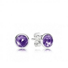 Pandora Pendientes Plata Cristal Morada Facetada 290738SAM