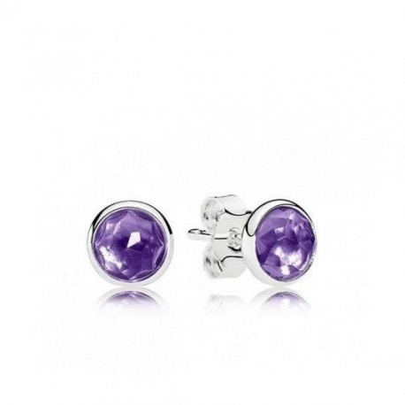 Pandora Pendientes Plata Cristal Morada Facetada 290738SAM