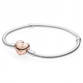 Pandora Pulsera Plata de Ley cierre corazón Rosé 580719