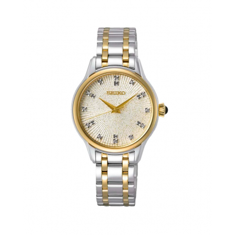 Reloj SEIKO Ladies Bicolor esfera con diamantes SRZ550P1