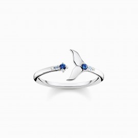 THOMAS SABO Anillo aleta de cola con piedras azul, plata de ley 925, ennegrecida TR2386-644-1