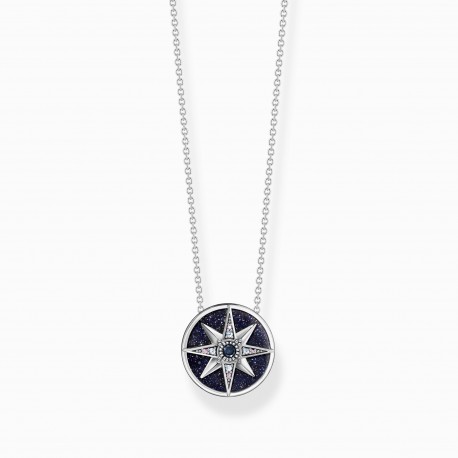 Thomas Sabo Cadena Royalty estrella con piedras,  plata de ley 925, ennegrecida KE2140-945-7-L45V