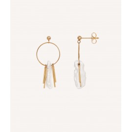 Vidal & Vidal Pendientes Macarena Aro con barras y perla irregular Chapado Oro 18k X47176