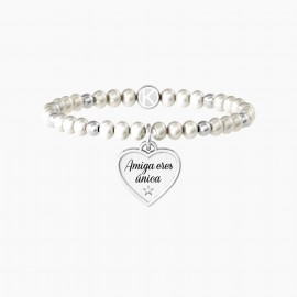 Kidult Pulsera de acero mujer CORAZÓN | AMIGA ERES ÚNICA ES732231