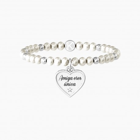 Kidult Pulsera de acero mujer CORAZÓN | AMIGA ERES ÚNICA ES732231