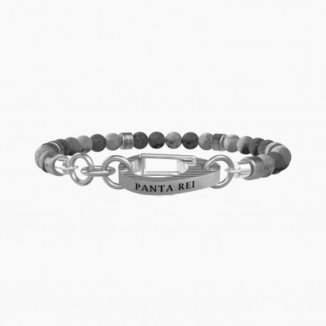 Kidult Pulsera de acero piedras ágata gris rayada hombre PANTA REI ES731920