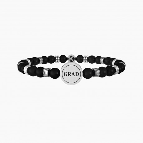 Kidult Pulsera de acero piedras de ágata negra hombre GRAD | ENHORABUENA ES732071