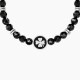 Kidult Pulsera de acero hombre con ágata negra estriada GOOD LUCK ES732256