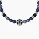 Kidult Pulsera de acero hombre con dumortierita azul y ágata negra ES732258