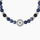 Kidult Pulsera de acero hombre con dumortierita azul y ágata negra ES732258