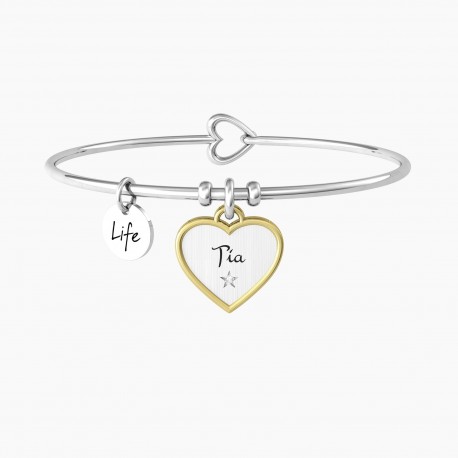 Kidult Pulsera de acero con colgante brillante y satinado mujer, CORAZÓN | TÍA TE QUIERO ES732228