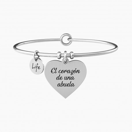 Kidult Pulsera de acero mujer con colgante satinado en forma de corazón, CORAZÓN | ABUELA ES731368