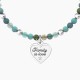 Kidult Pulsera mujer elástica de acero brillante y satinado con ágata estriada multicolor, CORAZÓN | FAMILY IN LOVE ES732216