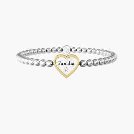 Kidult Pulsera mujer elástica de acero con borde de PVD amarillo, CORAZÓN | FAMILIA ES732210