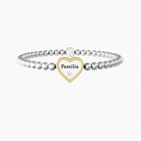 Kidult Pulsera mujer elástica de acero con borde de PVD amarillo, CORAZÓN | FAMILIA ES732210