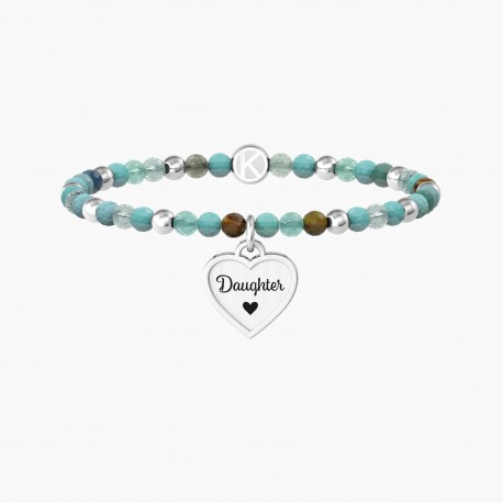 Kidult Pulsera elástica de acero con ágata estriada multicolor CORAZÓN | DAUGHTER ES732218