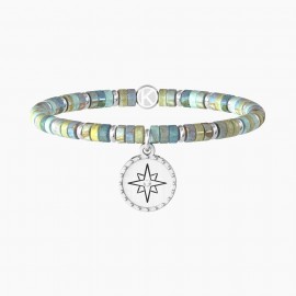 Kidult Pulsera elástica con cilindros de diaspro azul ROSA DE LOS VIENTOS | FELICIDAD ES732032