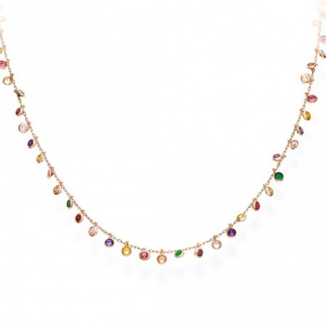 AMEN Collar de plata de ley rose y circonitas multicolor  CLMRM3