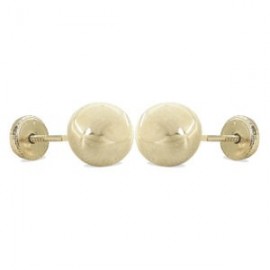 Pendientes oro 18k blanco bola lisa