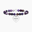 Kidult Pulsera elástica de acero con Ágata violeta, Cristal CORAZÓN | FRIEND IN MY LIFE ES732219