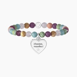 Kidult Pulsera elástica de acero con Piedras multicolor, Cristal. CORAZÓN | GRACIAS MAESTRA ES732134