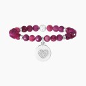 Kidult Pulsera elástica de acero con Ágata fucsia, Cristal. CORAZÓN | ¡VIVA LA MAESTRA! ES732162