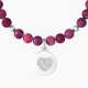 Kidult Pulsera elástica de acero con Ágata fucsia, Cristal. CORAZÓN | ¡VIVA LA MAESTRA! ES732162