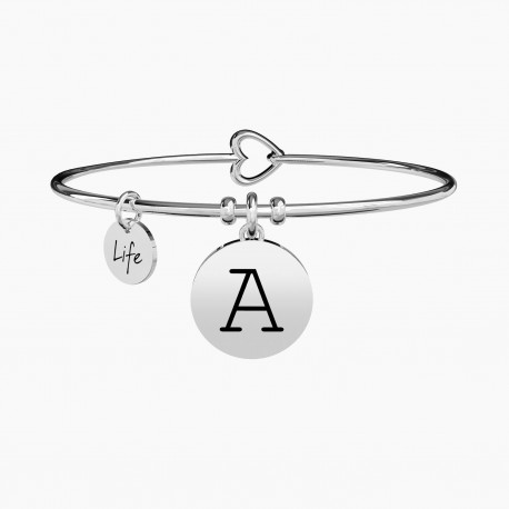 Kidult Pulsera mujer de acero  con colgante redondo con letra A, INICIAL | EMOCIONES ES231555A