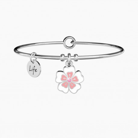 Kidult Pulsera mujer de acero con colgante de flor de cerezo esmaltado. FLOR DEL CEREZO | PUREZA ES731744