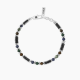 Kidult Pulsera hombre ajustable de acero con jade, ojo de tigre, sodalita azul y hematita facetada. MANTRA DE LA FELICIDAD