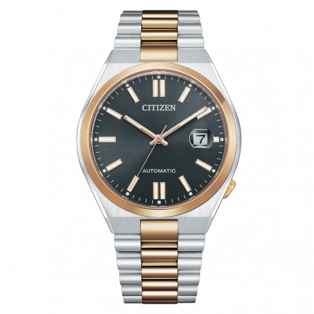 Reloj Citizen Mecánico Tsuyosa esfera gris oscuro, Acabado Chapado oro rosa NJ0154-80H