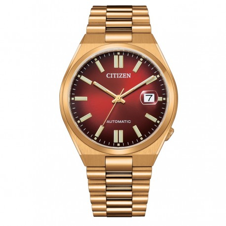 Reloj Citizen Mecánico Tsuyosa esfera roja, Acabado Chapado oro rosa NJ0153-82X