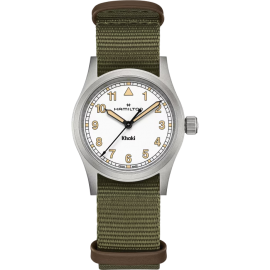 Reloj Hamilton Khaki Field Cuarzo 33 mm correa verde esfera blanca  H69301910