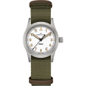 Reloj Hamilton Khaki Field Cuarzo 33 mm correa verde esfera blanca