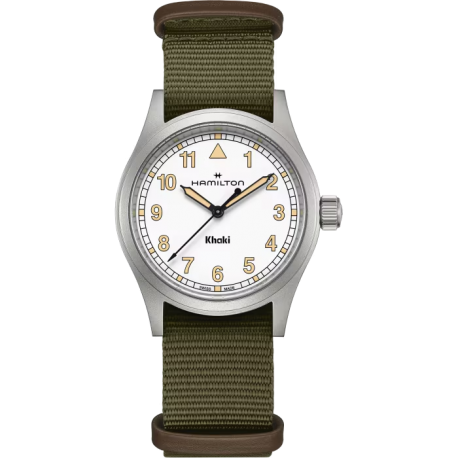 Reloj Hamilton Khaki Field Cuarzo correa verde 38 mm esfera blanca H69401910