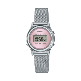 Reloj Casio mini Collection esfera rosa 26.3 mm correa malla LA700WEM-4A