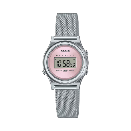 Reloj Casio mini Collection esfera rosa correa malla LA700WEM-4A