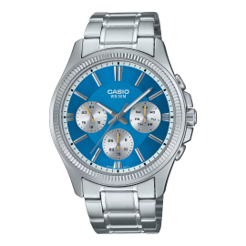 Reloj Casio Analógico Azul 48.5 x 43.8 x 10.4 mm Correa acero inoxidable MTP-1375PD-2A2V