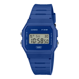 Reloj Casio Digital Azul 38.2 × 35.2 × 8.5 mm Correa de Resina de base biológica  F-91WB-2A1