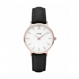 CLUSE Reloj Minuit  CL30003 Rosè esfera blanca correa negra