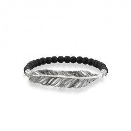 PULSERA THOMAS SABO 'LOVE BRIDGE' PLUMA OBSIDIANA