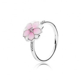 Pandora Sortija plata Magnolia Bloom esmalte 191026PCZ