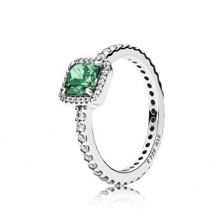 Pandora Sortija plata "Elegancia atemporal verde" 